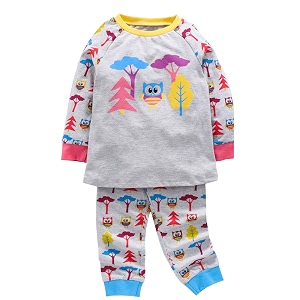 ventra full sleeves owl print night suit - grey