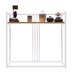 ventuos -mild steel frame solid acacia wood console table for living room entrance white