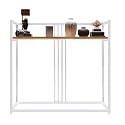 Ventuos -Mild Steel Frame Solid Acacia Wood Console Table for Living Room Entrance (White)