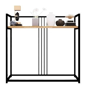 ventuos modern black console table  slim amp stylish hallway table for living room home garden entryway amp office  durable metal frame with wooden top multipurpose decorative accent table