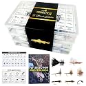 Ventures Fly Co. | 200 Premium Hand Tied Fly Fishing Flies Assortment | Three Fly Boxes Included | Dry, Wet, Nymphs, Streamers, Wooly Buggers, Terrestrials | Trout, Bass Lure Set, Kit