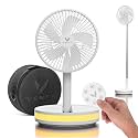 VENTY Portable Fan - Wireless Battery Operated Fan - 4 Speeds - LED Lighting - Carry Case &amp; Remote Control - Cruise Travel - Outdoor Travel RV Power Bank With USB-C Port (White with Case)
