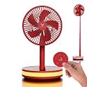 VENTY Portable Fan - Wireless Battery Operated Fan - 4 Speeds - LED Lighting - Carry Case &amp; Remote Control - Cruise Travel - Outdoor Travel RV Power Bank With USB-C Port (Red with Case)