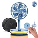 VENTY Portable Fan - Wireless Battery Operated Fan - 4 Speeds - LED Lighting - Carry Case & Remote Control - Cruise Travel - Outdoor Travel RV Power Bank With USB-C Port (Blue with Case)