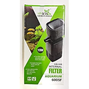 venus aqua 3-in-1 aquarium filter  submersible high power oxygen pump  15w 880lh flow  ultra quiet operation  suitable for freshwater amp saltwater fish tanks  black variant 6005f