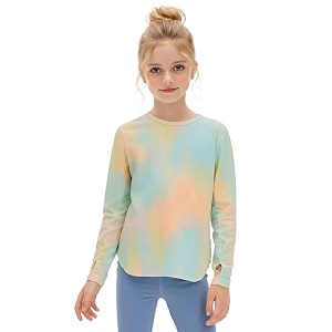 venzina girls39 long sleeve workout top with thumbholes quick-dry 4-way stretch moisture wicking shirt for yoga dance gymnasticsage 6-10