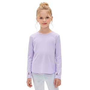 venzina girls39 long sleeve workout top with thumbholes quick-dry 4-way stretch moisture wicking shirt for yoga dance gymnasticsage 6-10