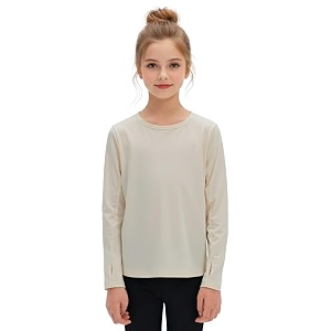 venzina girls39 long sleeve workout top with thumbholes quick-dry 4-way stretch moisture wicking shirt for yoga dance gymnasticsage 6-10