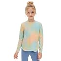 Venzina® Girls' Long Sleeve Workout Top with Thumbholes Quick-Dry 4-Way Stretch Moisture Wicking Shirt for Yoga, Dance, Gymnastics(Age 6-10)