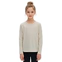 Venzina® Girls' Long Sleeve Workout Top with Thumbholes Quick-Dry 4-Way Stretch Moisture Wicking Shirt for Yoga, Dance, Gymnastics(Age 6-10)