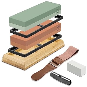 venzina sharpening stone 400100030008000 bamboo base double sided - 1