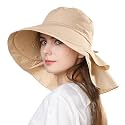Venzina Polyester Sun Hat for Women, Wide Brim UV Protection Beach Beige
