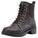 Vepose Women's Lace Up Combat Ankle Boots with Zipper and Lug Sole