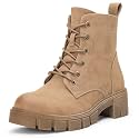 VEPOSE Women's Lace-Up Combat Ankle Boots with Chunky Platform Heel