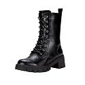 Vepose Women's Mid Calf Combat Lace Up Chunky Platform Boots