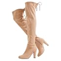 Vepose Women's Suede Thigh High Over the Knee Boots with Block Heel