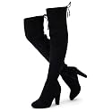 Vepose Women's Suede Thigh High Over the Knee Boots with Block Heel