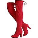 Vepose Women's Suede Thigh High Over the Knee Boots with Block Heel