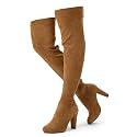 Vepose Women's Suede Thigh High Over the Knee Boots with Block Heel