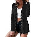 VERABENDI Women's Lightweight Cardigan Sweater Snap Button Front