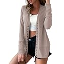 VERABENDI Women's Lightweight Cardigan Sweater Snap Button Front