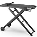 veralune 2.7 Ft Folding Table, Grills Cooking Table, Foldable Grill Cart with Wheels, Adjustable Height, Cast Iron, Heavy Duty for Outdoor Cooking, Beach, Picnic, BBQ
