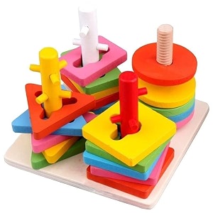verat montessori toys for 1 2 3 years old boys girls birthday gifts wooden sensory shape sorter wooden for ages 2-4 kids baby toddler puzzle toy learning activities puzzles 4 shape toy