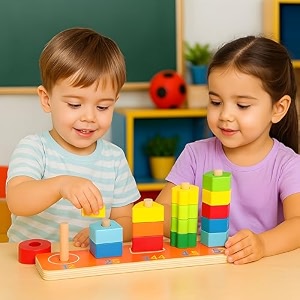 verat montessori toys for toddlers ages 1-3  wooden sorting amp stacking educational toys  shape sorter puzzle for color amp number recognition  learning toy gift for boys amp girls