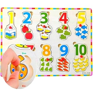 verat wooden clock teaching time number blocks shape color stacking sorting montessori early learning educational toy  gift for 3 year old toddler baby kids 1 to 10 wooden puzzle