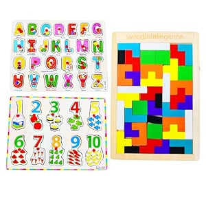 verat wooden peg puzzle for toddlers 3 pack toddler puzzles set for 3 4 5 years old education learning toys for girls and boys for toddlers alphabets numbers amp puzzle