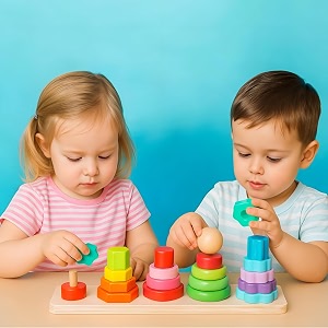verat montessori wooden shape sorter toy  color amp shape matching stacking puzzle  educational learning toy for toddlers boys amp girls age 1 2 3 years 5 town blocks