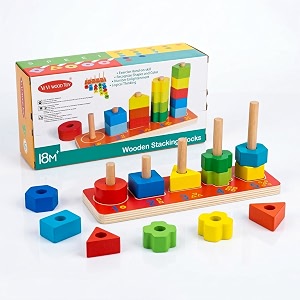 verat montessori wooden shape sorter toy  color amp shape matching stacking puzzle  educational learning toy for toddlers boys amp girls age 1 2 3 years 5 town