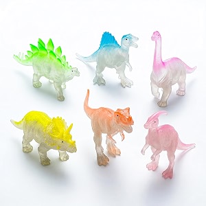 dinosaur toys for kids set of 6 dinosaur glow in the dark dinosaur toys for kids  luminous jurassic dino figures set soft amp safe plastic educational learning toy birthday gift for boys amp girls