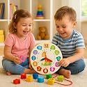 VERAT Wooden Learning Clock Sorting Clock – Teaching Time Number Puzzle Educational Teaching Clock Educational Learning Gift for Teaching Time, Numbers Toddler Baby Kids 3+