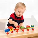 VERAT Montessori Wooden Shape Sorter Toy | Color &amp; Shape Matching Stacking Puzzle | Educational Learning Toy for Toddlers Boys &amp; Girls Age 1 2 3 Years (Woodan Train)