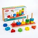 VERAT Montessori Wooden Shape Sorter Toy | Color &amp; Shape Matching Stacking Puzzle | Educational Learning Toy for Toddlers Boys &amp; Girls Age 1 2 3 Years (5 Town)
