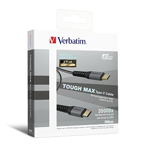 verbatim type c to c 20 e-mark kevlar cable 200 cm grey 787 inch