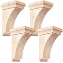 Vercraft 4 Pcs 3-1/2" X 3-3/4" X 6" Wood Corbels, Wooden Shelf Brackets