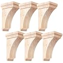 Vercraft 6 Pcs 3-1/2" X 3-3/4" X 6" Wood Corbels, Wooden Shelf Brackets