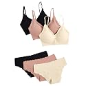 Verdusa Women's 6 Piece Seamless No Show Everyday Bra and Panty Set Scalloped Lingerie Sets