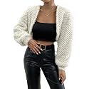 Verdusa Women39s Fuzzy Crop Cardigan Long Sleeve