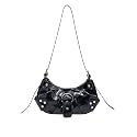 Verdusa Women's Pleated Shoulder Bags Metallic PU Leather Clutch Handbag