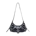 Verdusa Women's Pleated Shoulder Bags Metallic PU Leather Clutch Handbag
