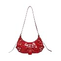 Verdusa Women's Pleated Shoulder Bags Metallic PU Leather Clutch Handbag