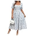 Verdusa Women's Plus Size Dresses Summer Boho Floral Wedding Guest Dress