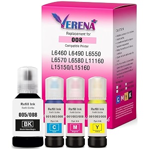 verena 005008 refill ink compatible for epson l6460l6490l6550l6570l6580l11160l15150l15160 printers 005008 ink set
