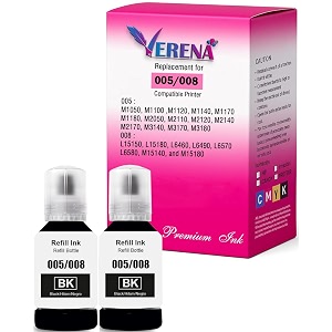 verena 005008 black refill ink for epson l6460l6490l6550l6570l6580l11160l15150l15160 printer black-2pcs