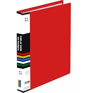 verena a4 size presentation display book folder file binders with plastic clear sleeves document organizer for music sheets artwork drawing for school office red 100 pocket 200 pages