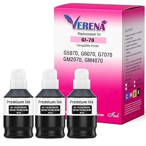 verena gi-70 refill ink compatible for canon pixma gm2070gm4070g5070g6070g7070 printers black-pack of 3