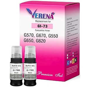verena gi-73 ink bottle compatible for canon pixma g570 g670 g550 g650 g620 printers black pack of 2